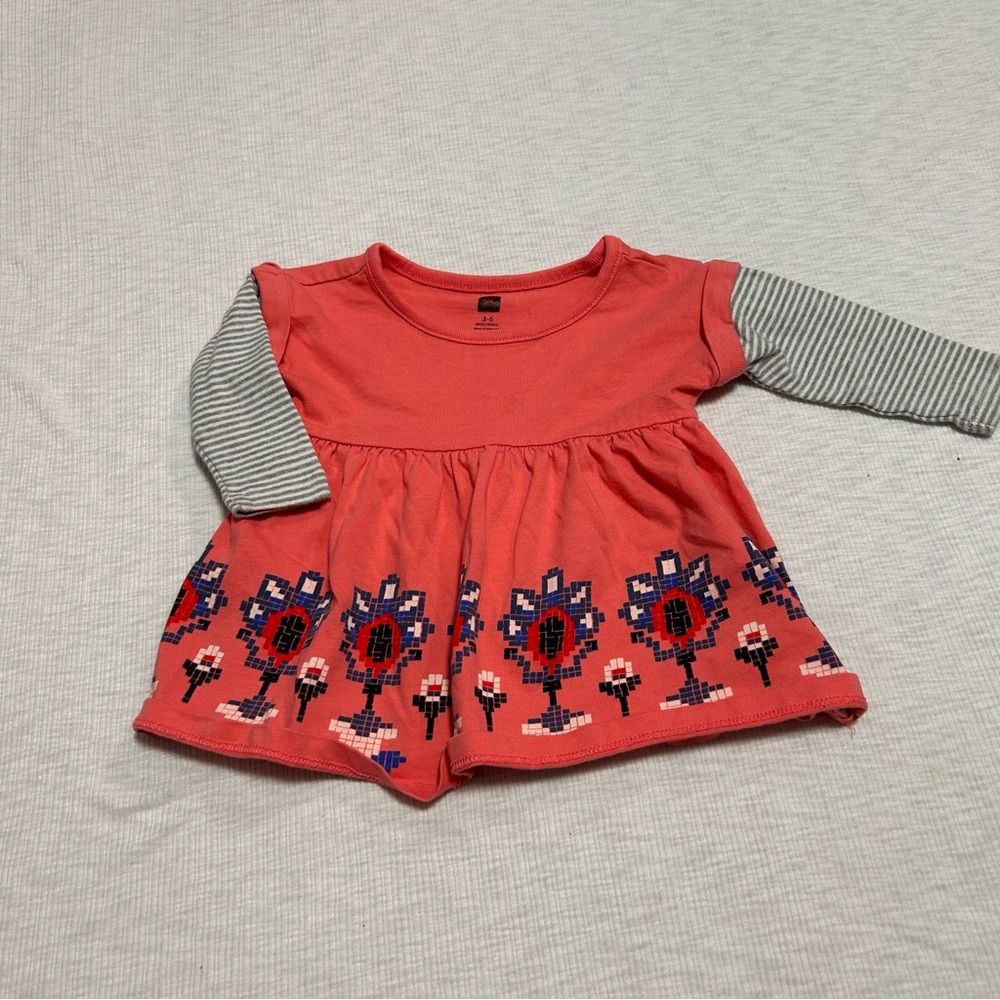 Tea Collection Layered Sleeve‎ Baby Dress 3-6 Months Mosaic